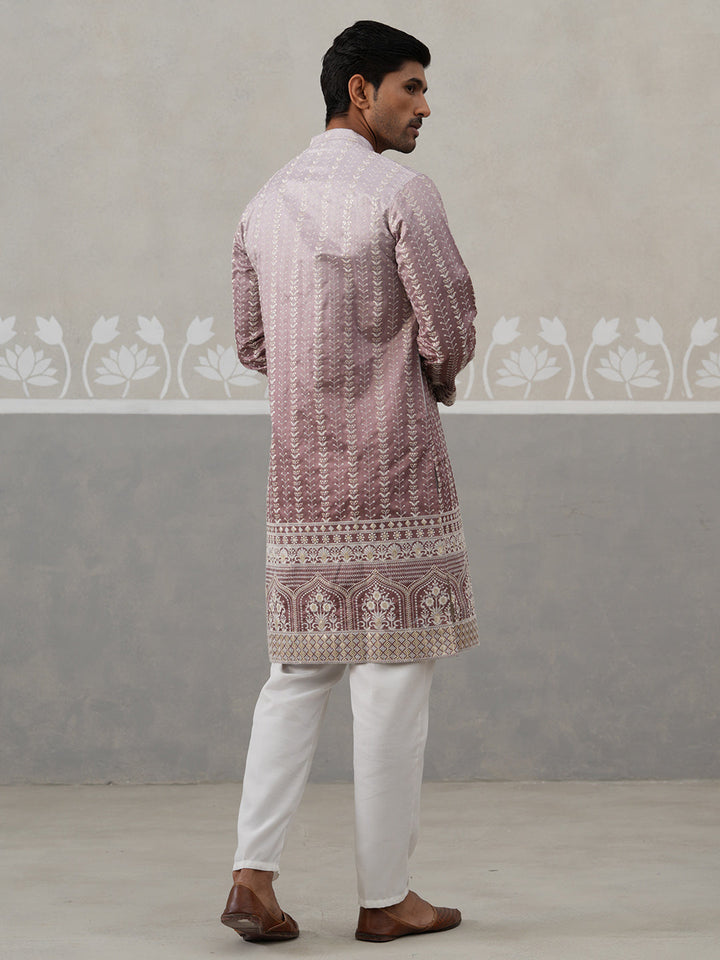 Designer Embroidery Silk Blend Kurta Pyjama For Men