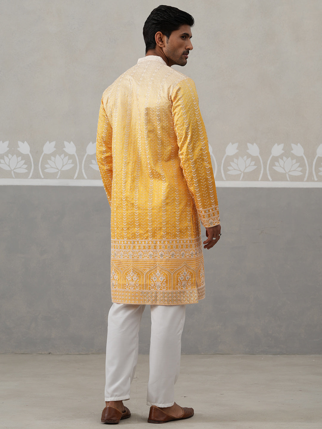 Designer Embroidery Silk Blend Kurta Pyjama For Men