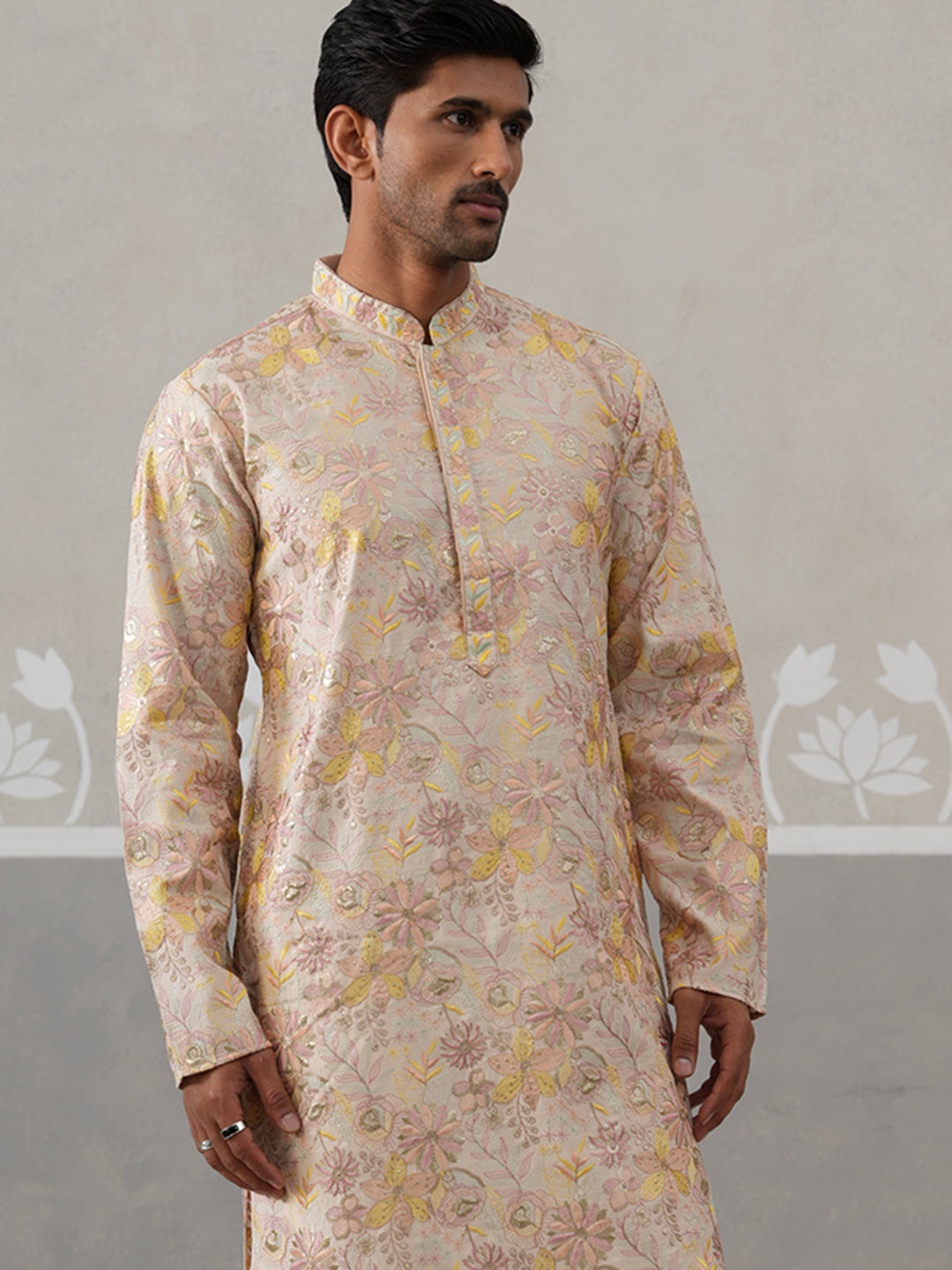Floral Embroidered And Sequins Kurta Set