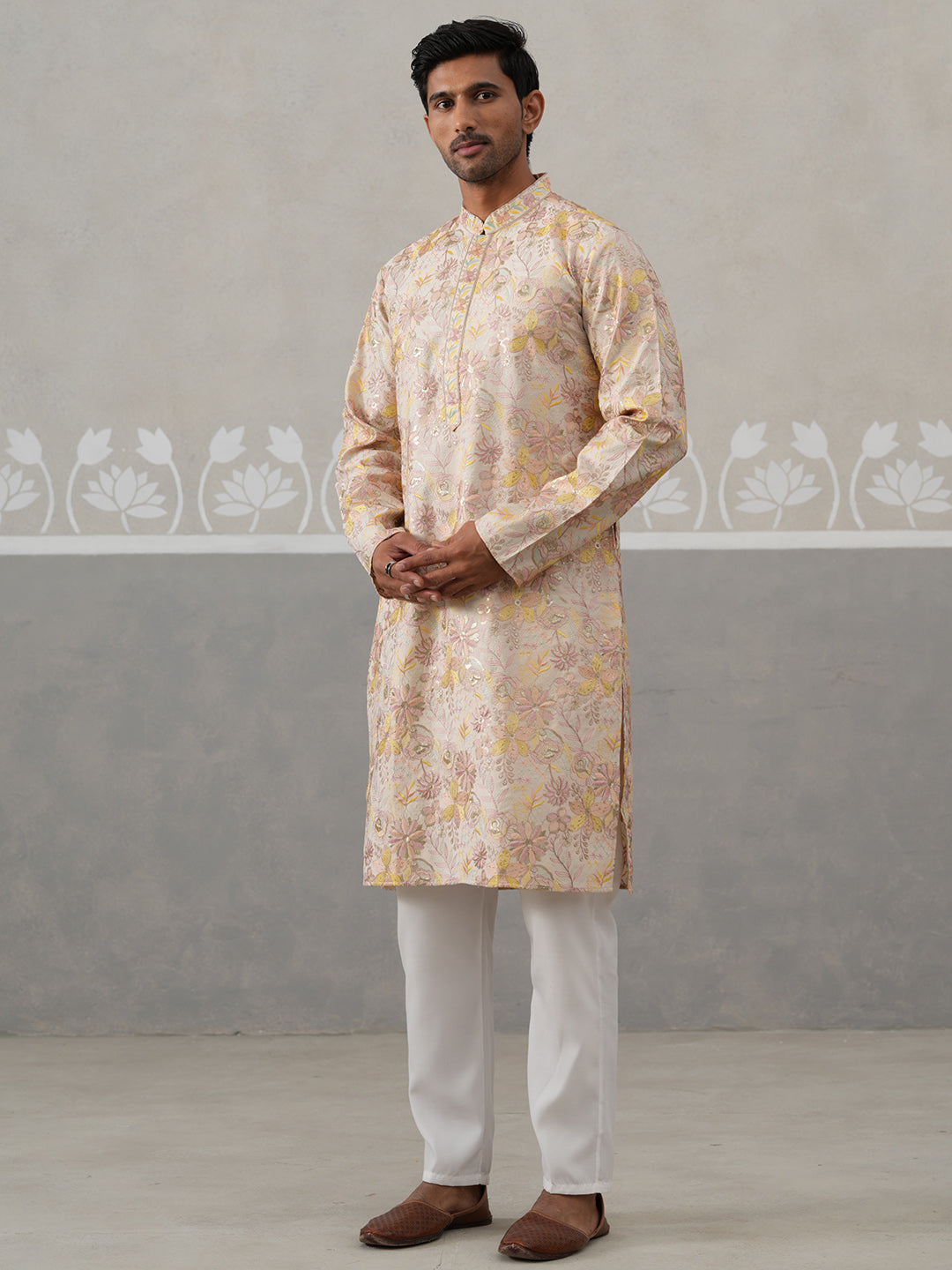 Floral Embroidered And Sequins Kurta Set