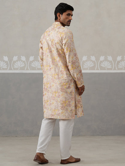 Floral Embroidered And Sequins Kurta Set