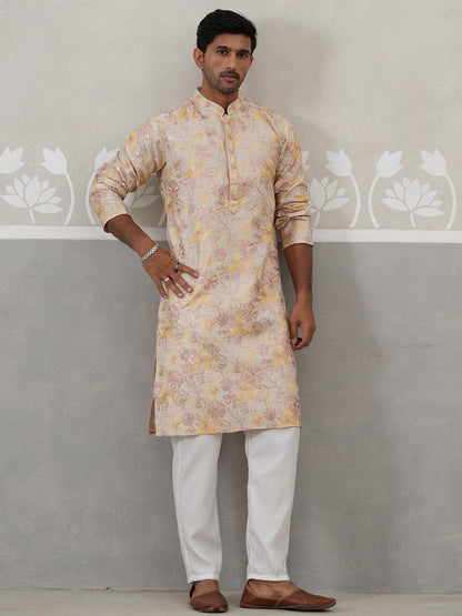 Floral Embroidered And Sequins Kurta Set