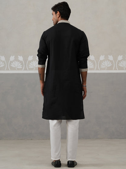 Silk Blend Embroidered Kurta Pyjama Set