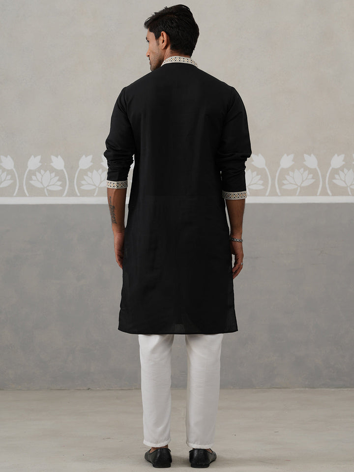 Silk Blend Embroidered Kurta Pyjama Set