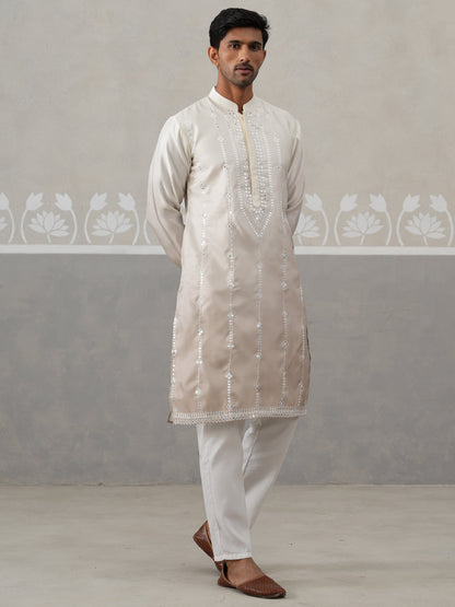 Silk Blend Mirror Work Kurta Pyjama Set