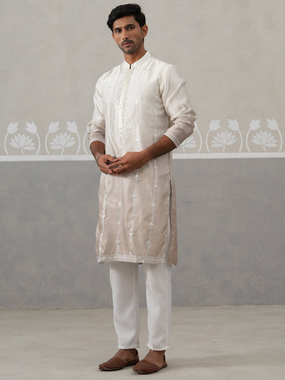 Silk Blend Mirror Work Kurta Pyjama Set
