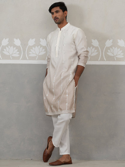 Silk Blend Mirror Work Kurta Pyjama Set