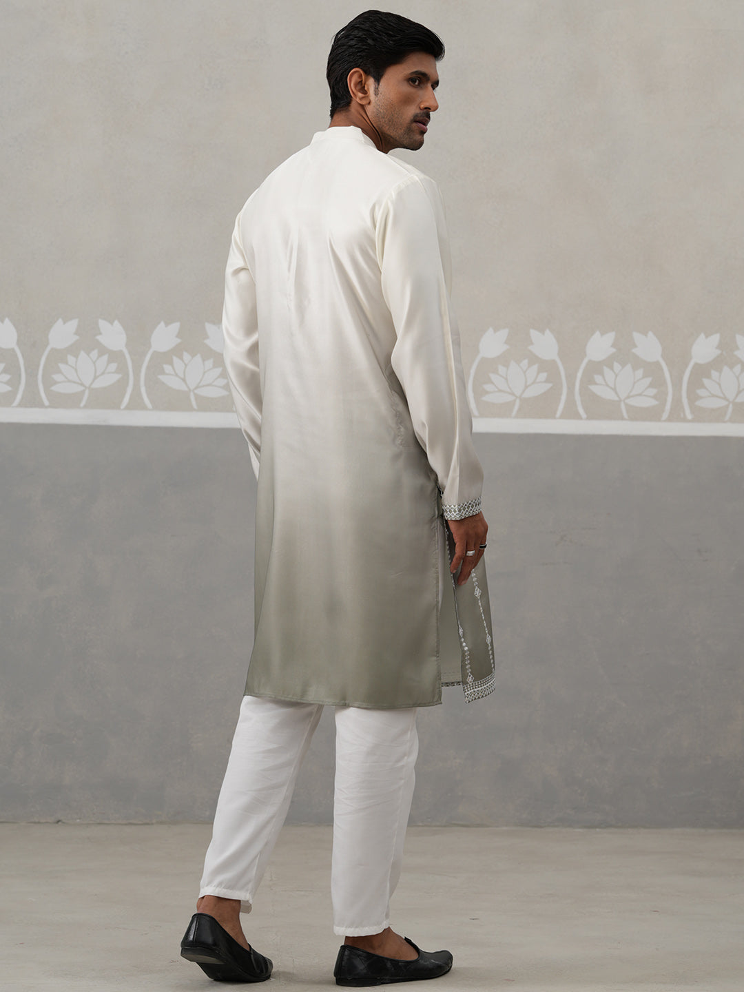Silk Blend Mirror Work Kurta Pyjama Set