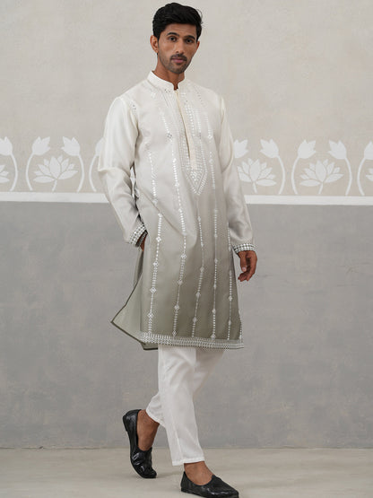 Silk Blend Mirror Work Kurta Pyjama Set