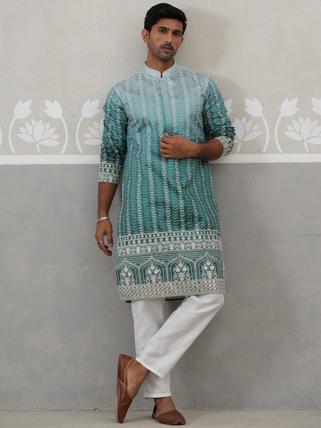 Silk Blend Kurta Pyjama Set