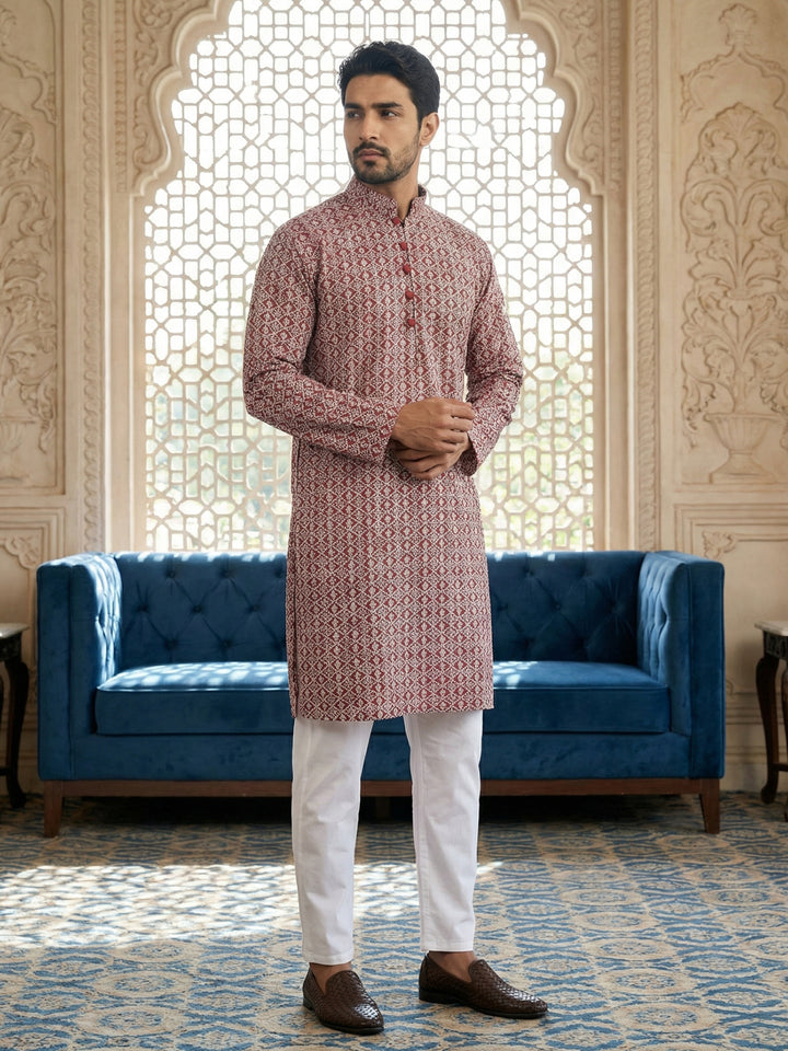 Floral Embroidered Kurta With Churidar