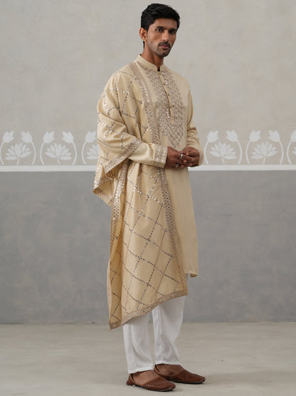 Silk Blend Sequins Embroidered Kurta Pyjama With Dupatta Set