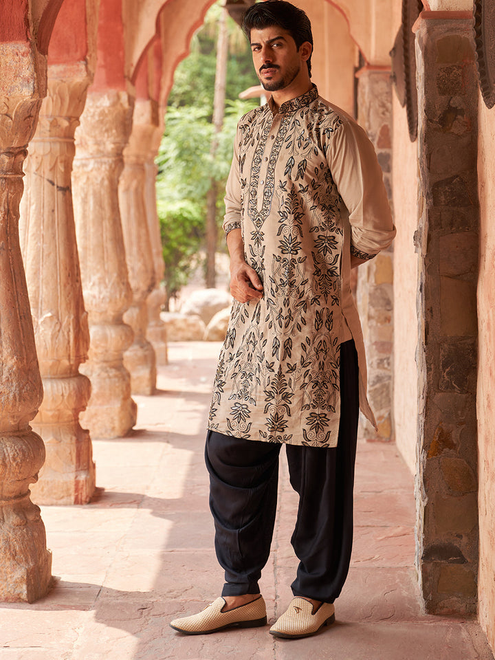 Embroidered Silk Blend Kurta With Salwar