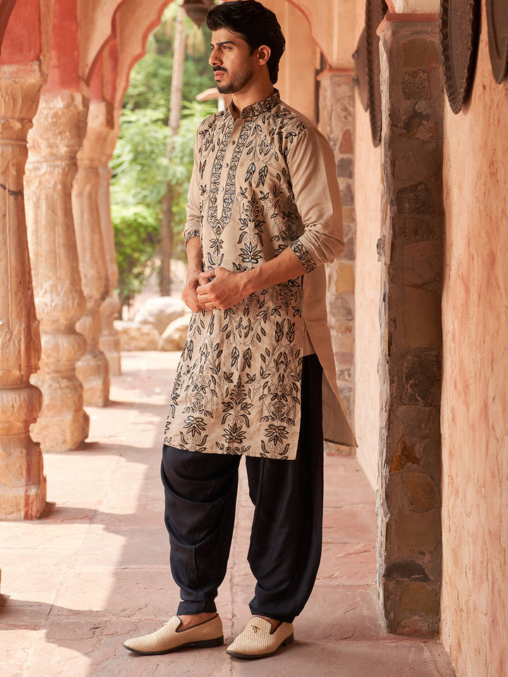 Embroidered Silk Blend Kurta With Salwar