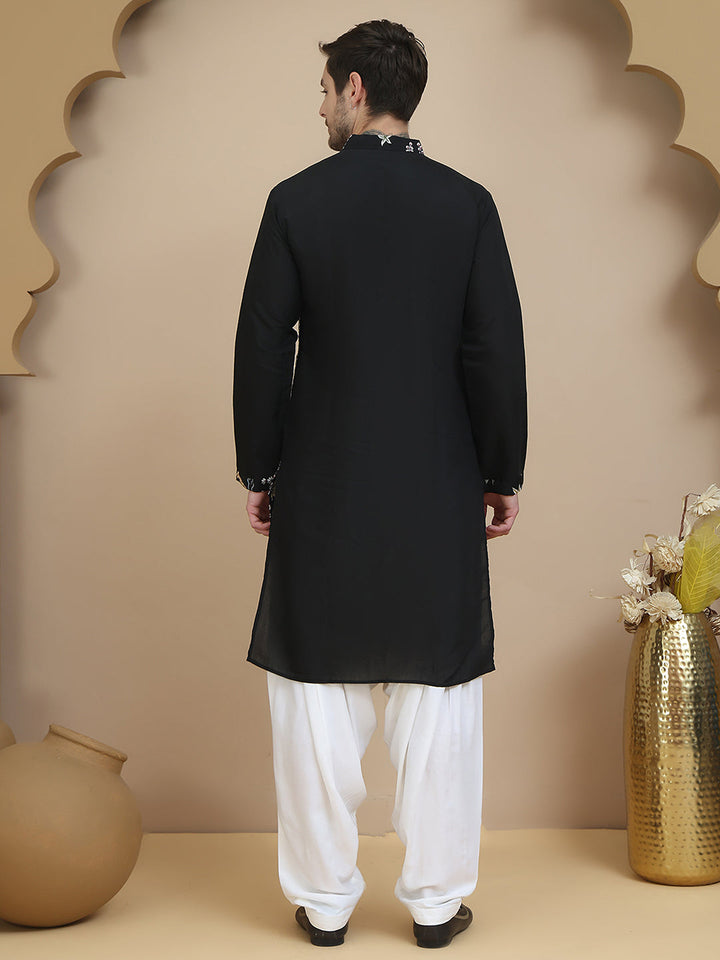 Embroidered Silk Blend Kurta With Salwar