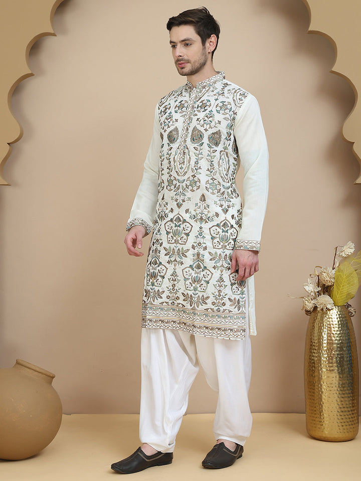 Floral Embroidered Straight Kurta With Salwar