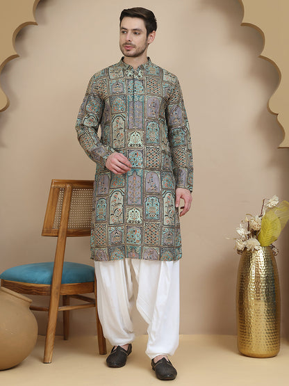 Embroidered Kurta With Classic White Salwar