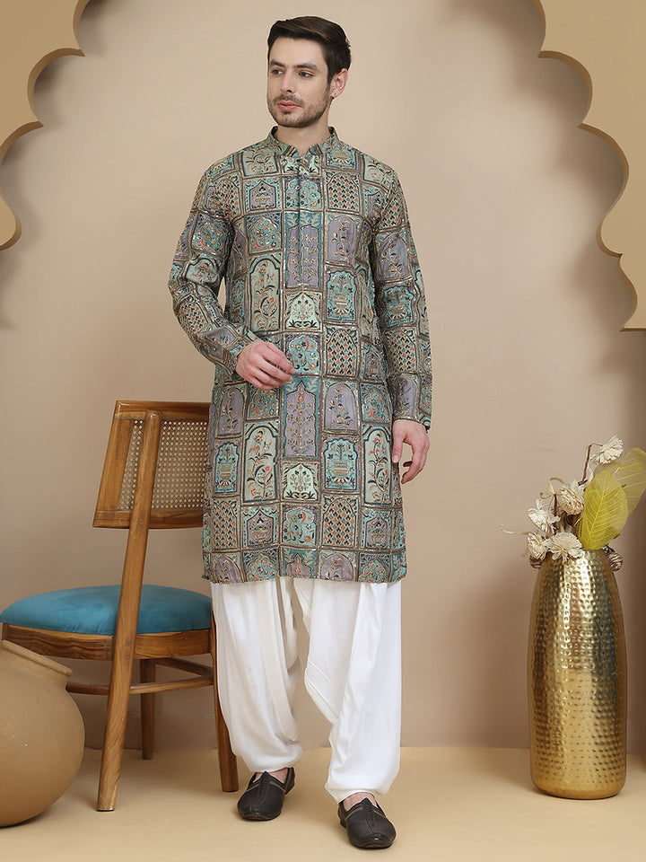 Embroidered Kurta With Classic White Salwar