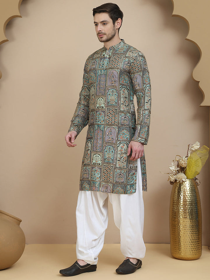 Embroidered Kurta With Classic White Salwar