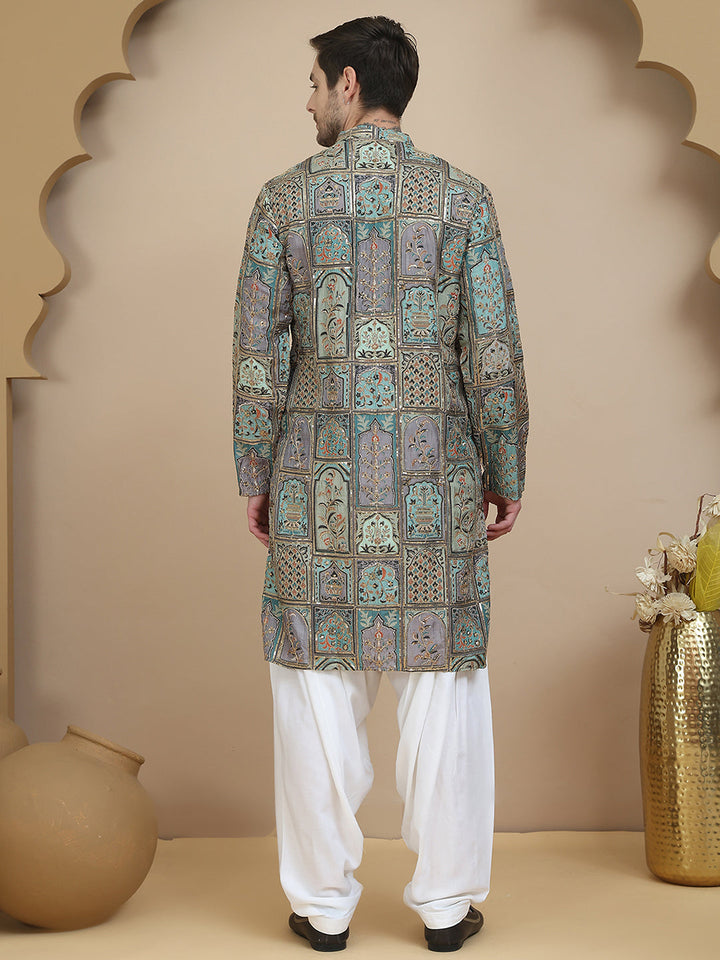 Embroidered Kurta With Classic White Salwar