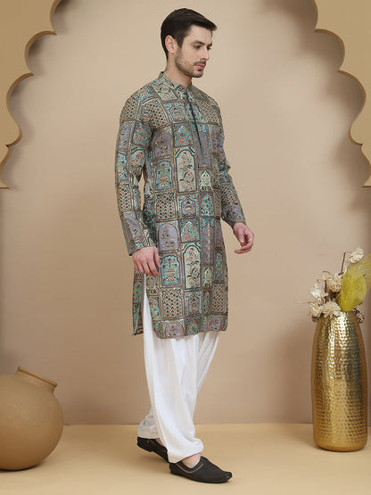 Embroidered Kurta With Classic White Salwar