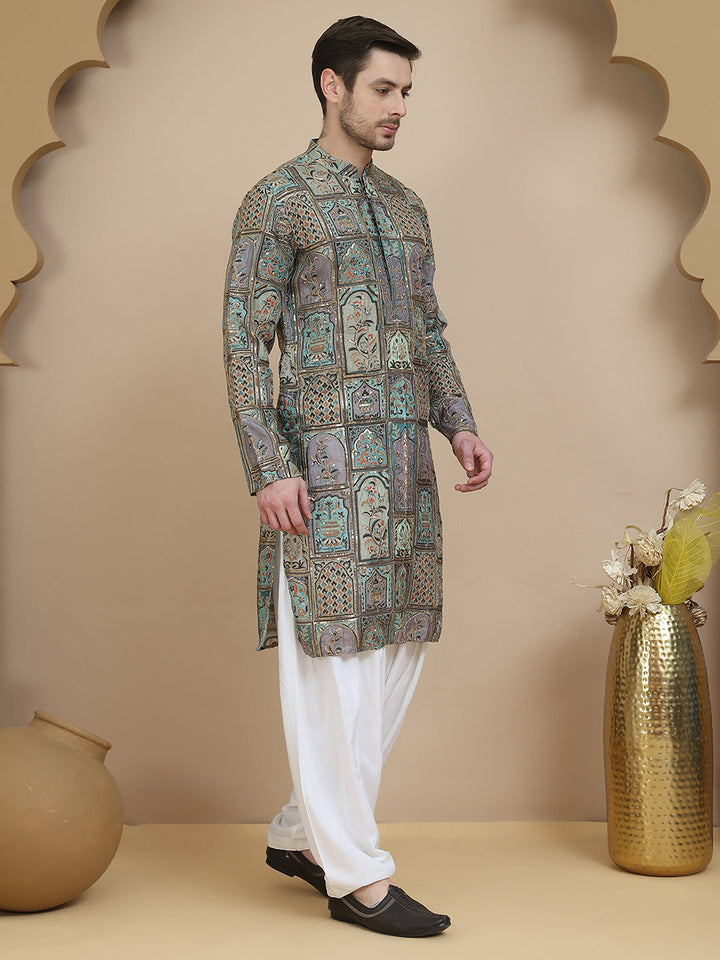 Embroidered Kurta With Classic White Salwar