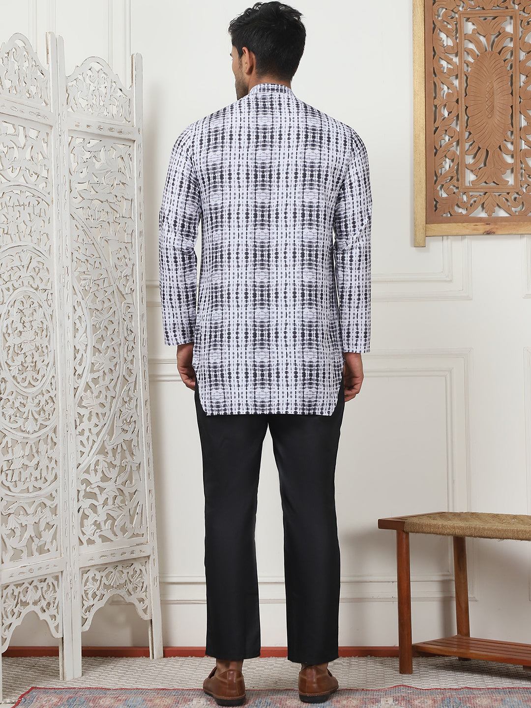Printed Front Open Kurta With Trouser