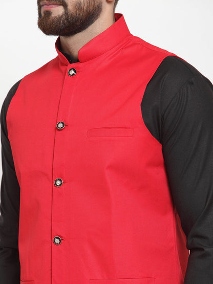 Men'S Solid Kurta Pajama With Solid Waistcoat