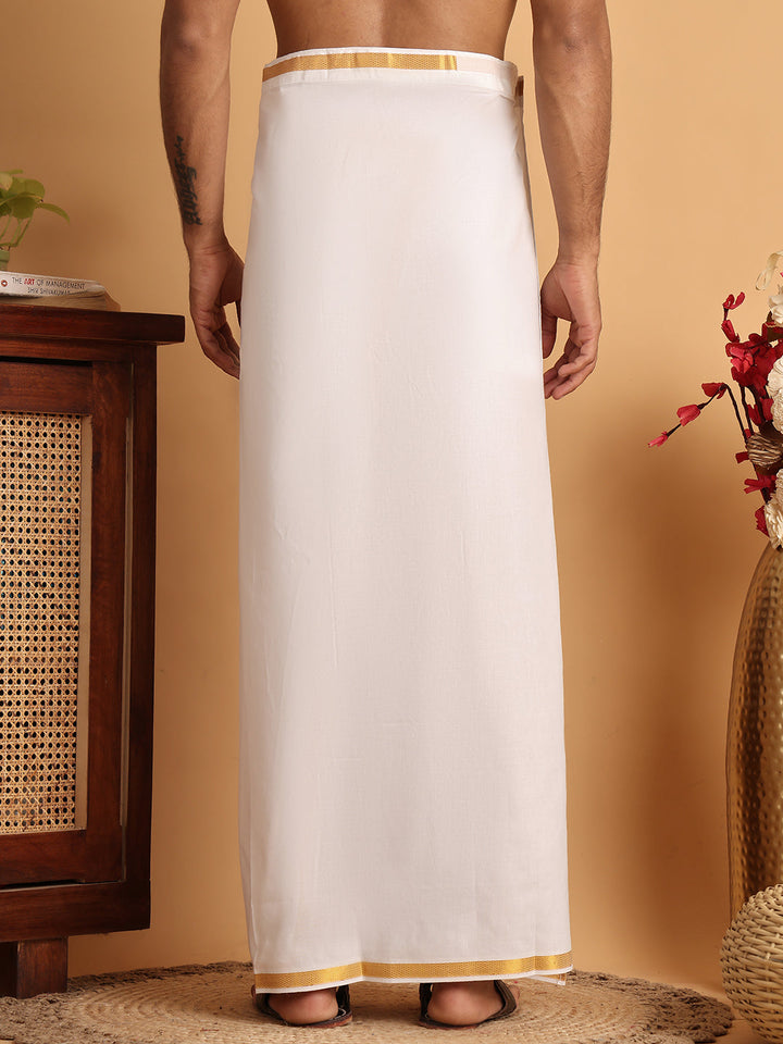 Readymade Pocket Dhoti With Golden Zari Border