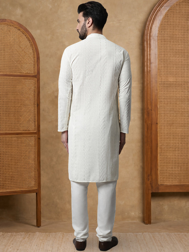 Embroidered Cotton Kurta With Churidar