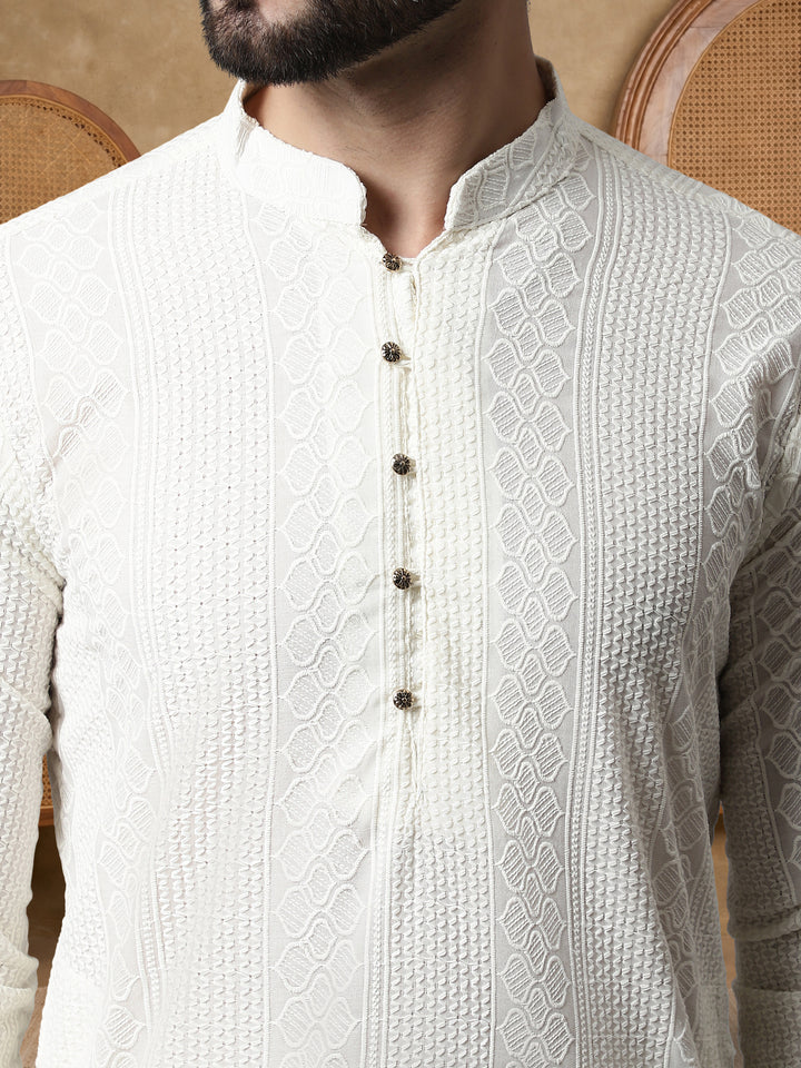 Embroidered Cotton Kurta With Churidar