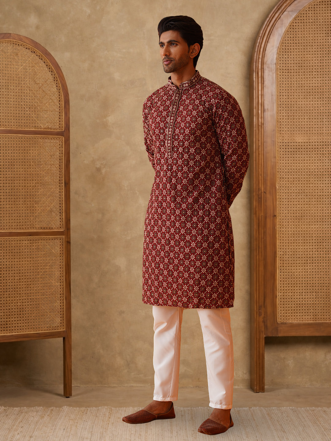 Viscose Rayon Embroidered Sequin Kurta Pyjama