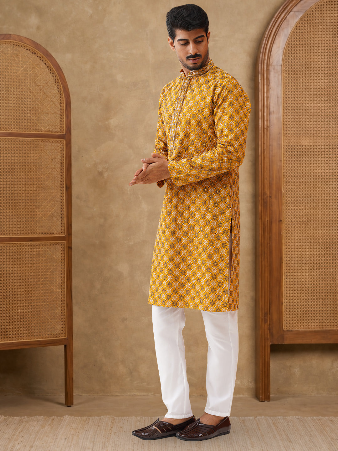 Viscose Rayon Embroidered Sequin Kurta Pyjama