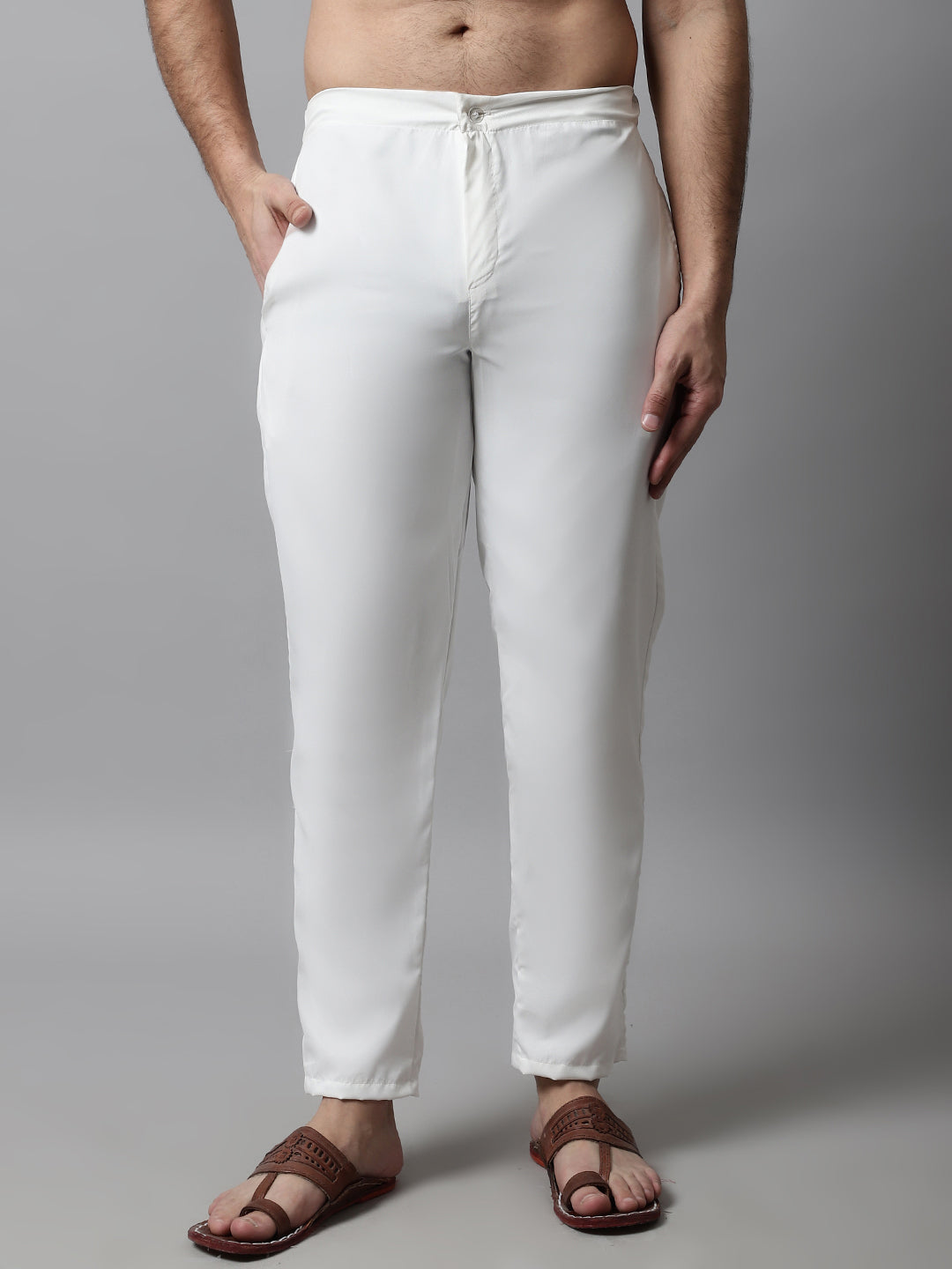 Men White Solid Pant Look Pyjama