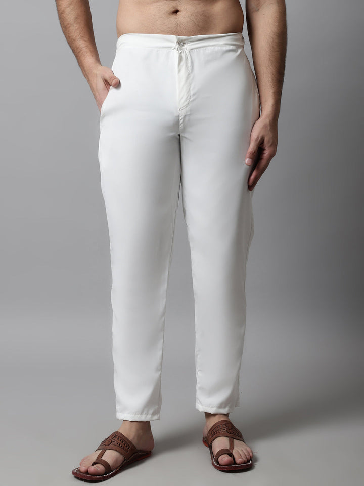 Men White Solid Pant Look Pyjama