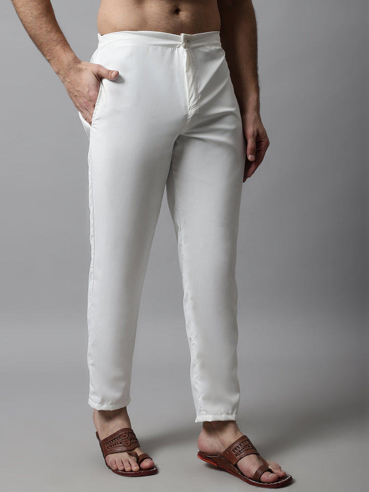 Men White Solid Pant Look Pyjama