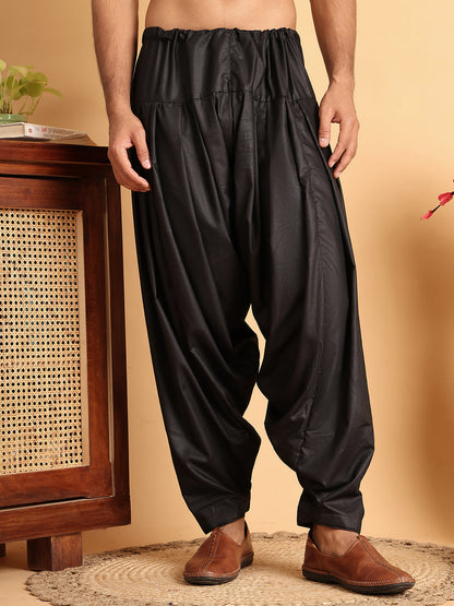 Black Viscose Rayon Salwar For Men