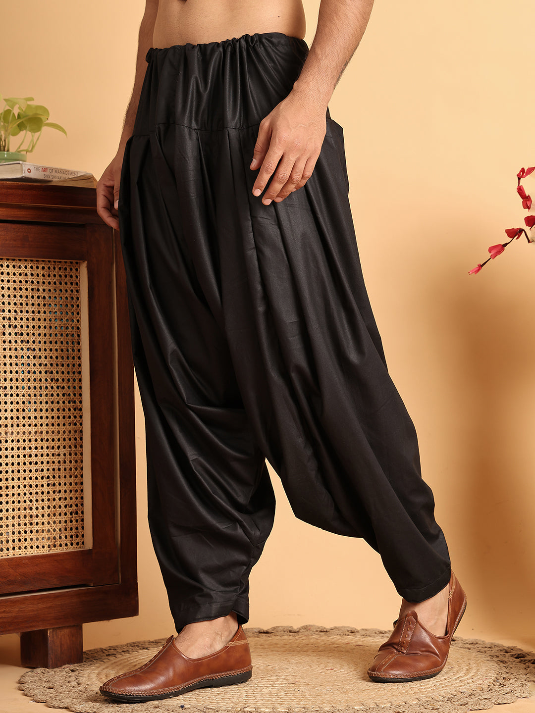 Black Viscose Rayon Salwar For Men