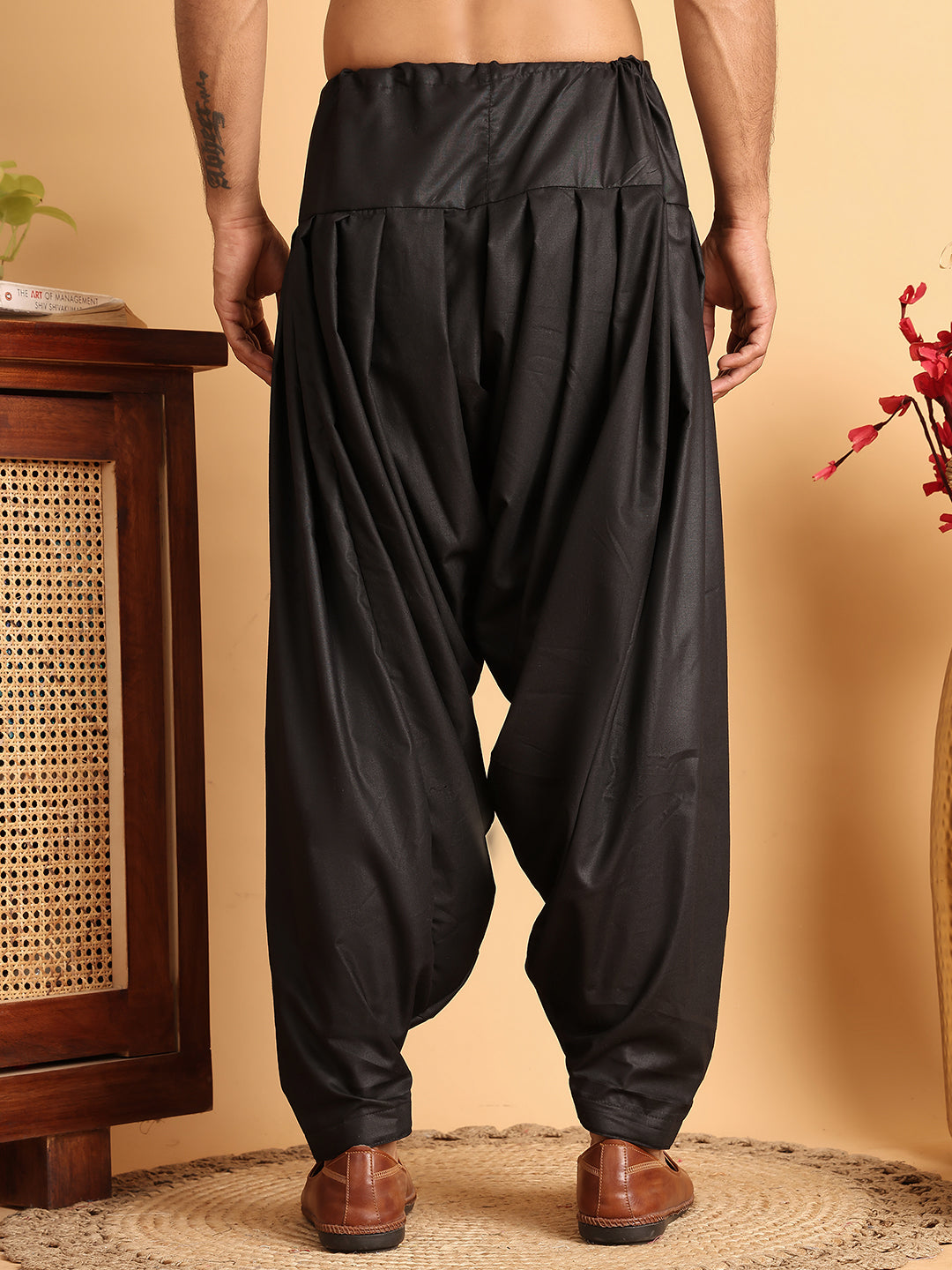 Black Viscose Rayon Salwar For Men