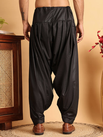Black Viscose Rayon Salwar For Men