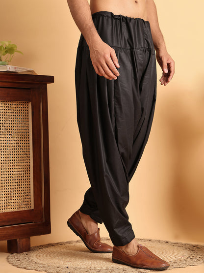 Black Viscose Rayon Salwar For Men