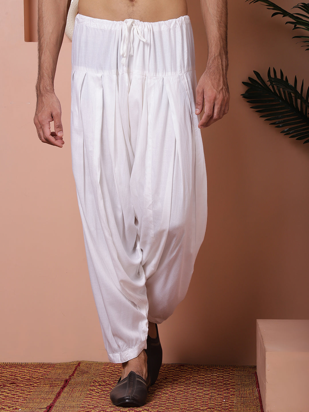 White Viscose Rayon Salwar For Men