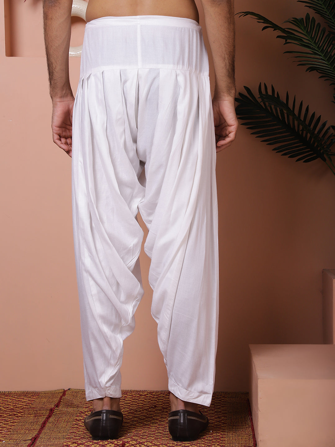 White Viscose Rayon Salwar For Men