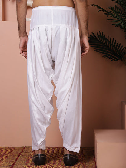 White Viscose Rayon Salwar For Men