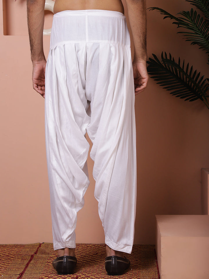 White Viscose Rayon Salwar For Men