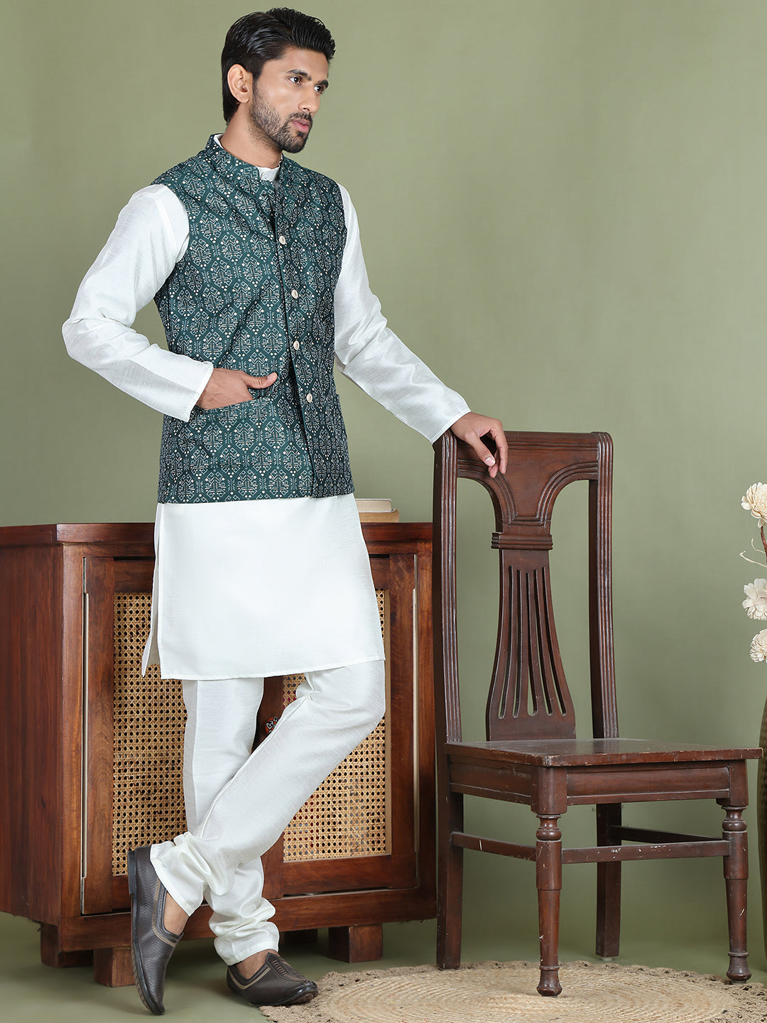 Men'S Printed Nehru Jacket