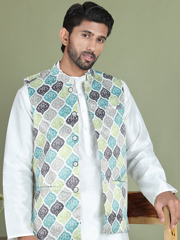 Floral Printed Nehru Jacket.