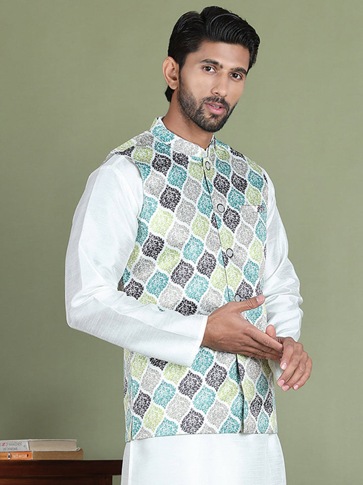 Floral Printed Nehru Jacket.