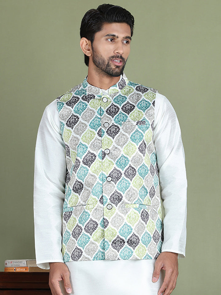 Floral Printed Nehru Jacket.