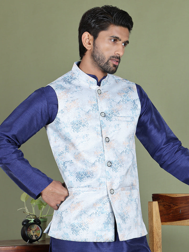 Floral Printed Nehru Jacket.